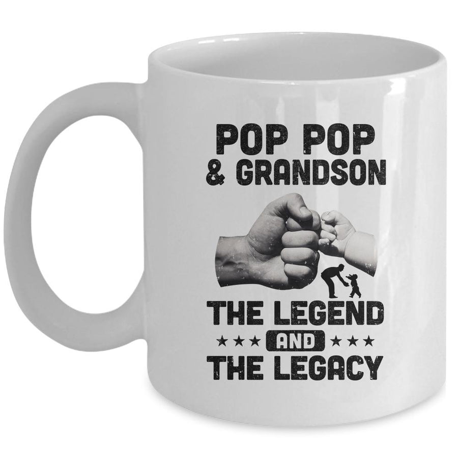 Pop Pop And Grandson The Legend and The Legacy Mug-Coffee Mug-Mug-White