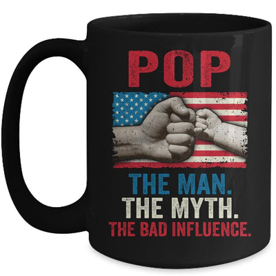 Pop The Man The Myth The Bad Influence American Flag Mug-Coffee Mug-Mug-Black