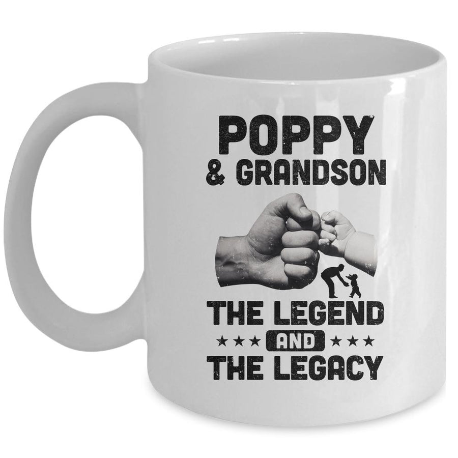 Poppy And Grandson The Legend and The Legacy Mug-Coffee Mug-Mug-White