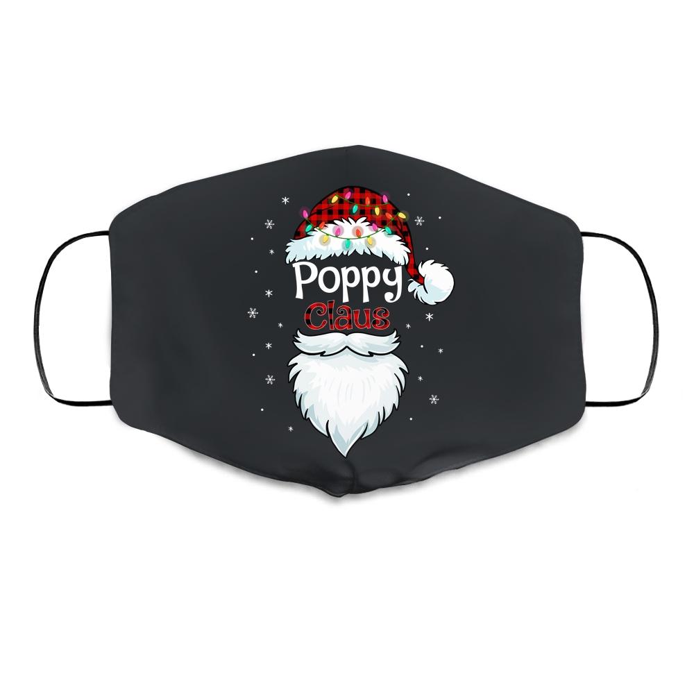 Poppy Claus Beard Red Plaid Christmas Pajamas Xmas Cloth Face Mask