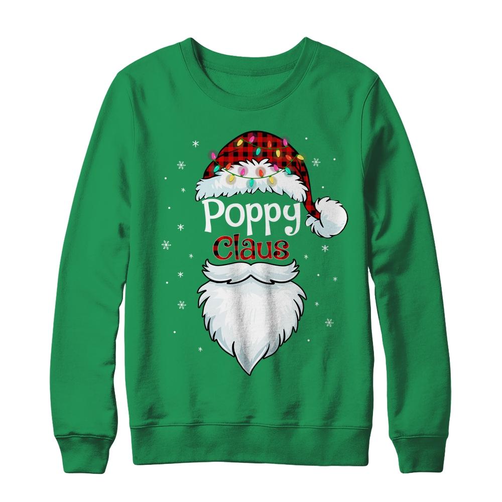 Poppy Claus Beard Red Plaid Christmas Pajamas Xmas-T-Shirt & Sweatshirt-Crewneck Sweatshirt-Irish Green
