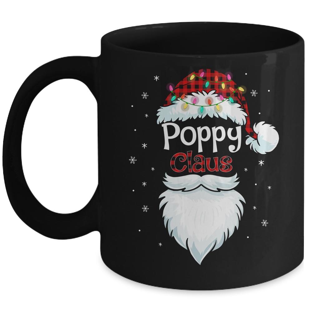 Poppy Claus Beard Red Plaid Christmas Pajamas Xmas Mug-Coffee Mug-Mug-Black