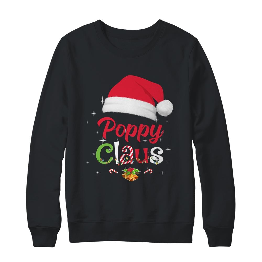 Poppy Claus Santa Christmas Matching Family Pajama Funny-T-Shirt & Sweatshirt-Crewneck Sweatshirt-Black