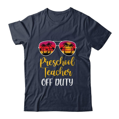 Preschool Teacher Off Duty Sunglasses Beach Sunset-T-Shirt & Tank Top-Classic T-Shirt-Navy
