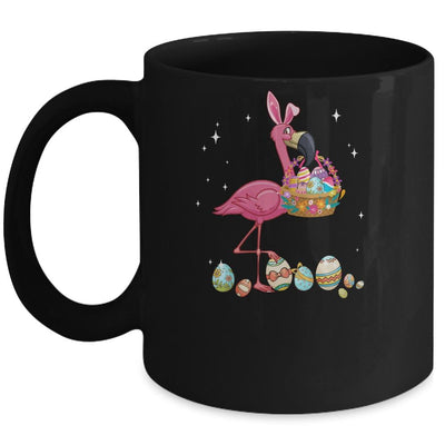 Pretty Easter Flamingo With Easter Basket Mug-Coffee Mug-Mug-Black