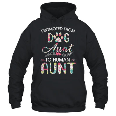 Promoted From Dog Aunt To Human Aunt Dog Lovers-T-Shirt & Tank Top-Pullover Hoodie-Black