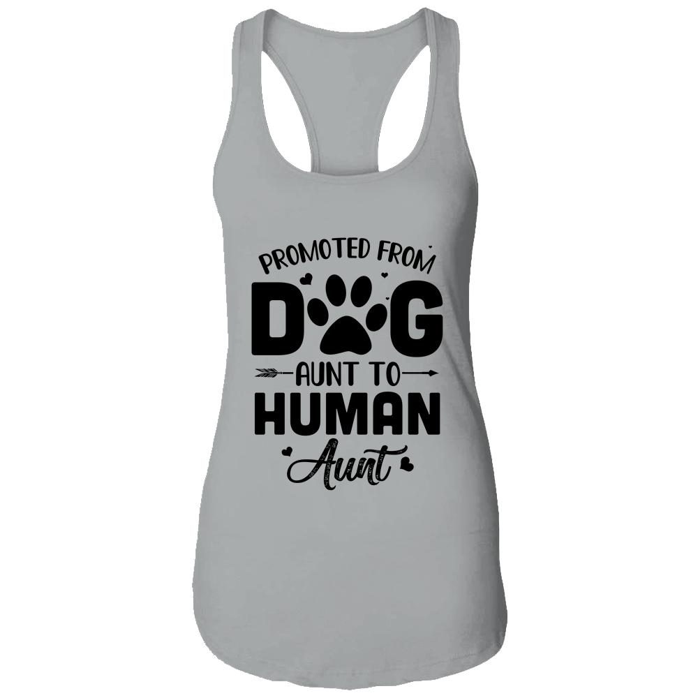 Promoted From Dog Aunt To Human Aunt Mother's Day-T-Shirt & Tank Top-Women's Ideal Racerback Tank-Heather Grey