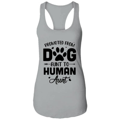 Promoted From Dog Aunt To Human Aunt Mother's Day-T-Shirt & Tank Top-Women's Ideal Racerback Tank-Heather Grey