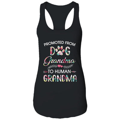 Promoted From Dog Grandma To Human Grandma Dog Lovers-T-Shirt & Tank Top-Women's Ideal Racerback Tank-Black