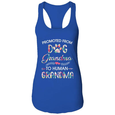 Promoted From Dog Grandma To Human Grandma Dog Lovers-T-Shirt & Tank Top-Women's Ideal Racerback Tank-Royal