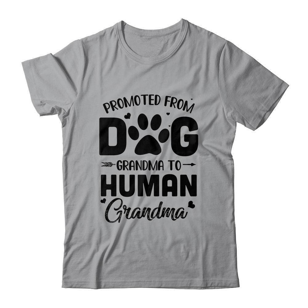 Promoted From Dog Grandma To Human Grandma Mother's Day-T-Shirt & Tank Top-Classic T-Shirt-Sport Grey