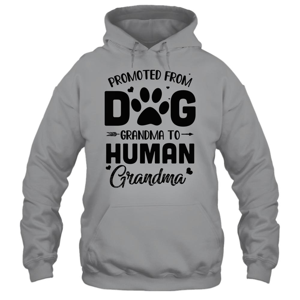 Promoted From Dog Grandma To Human Grandma Mother's Day-T-Shirt & Tank Top-Pullover Hoodie-Sport Grey