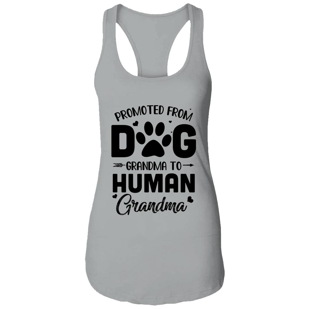 Promoted From Dog Grandma To Human Grandma Mother's Day-T-Shirt & Tank Top-Women's Ideal Racerback Tank-Heather Grey