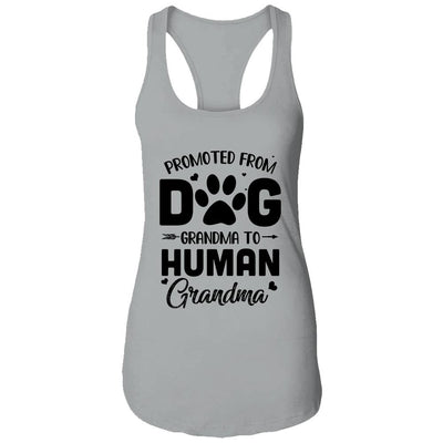 Promoted From Dog Grandma To Human Grandma Mother's Day-T-Shirt & Tank Top-Women's Ideal Racerback Tank-Heather Grey