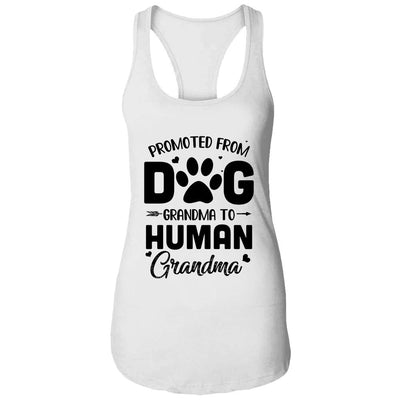 Promoted From Dog Grandma To Human Grandma Mother's Day-T-Shirt & Tank Top-Women's Ideal Racerback Tank-White