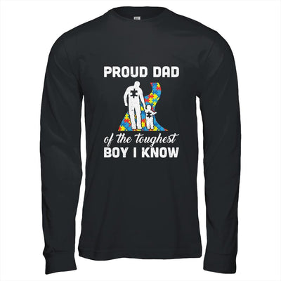 Proud Dad Of The Toughest Boy I Know Autism Awareness-T-Shirt & Hoodie-Long Sleeve T-Shirt-Black