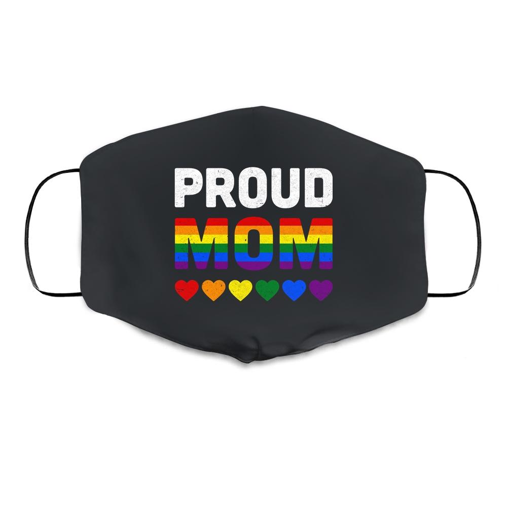 Proud Mom Lesbian LGBTQ Pride Month LGBT Cloth Face Mask-Cloth Face Mask-Cloth Face Mask-Black