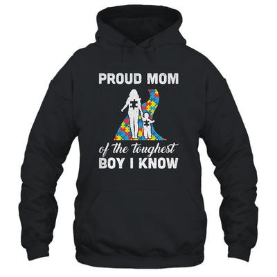 Proud Mom Of The Toughest Boy I Know Autism Awareness-T-Shirt & Hoodie-Pullover Hoodie-Black
