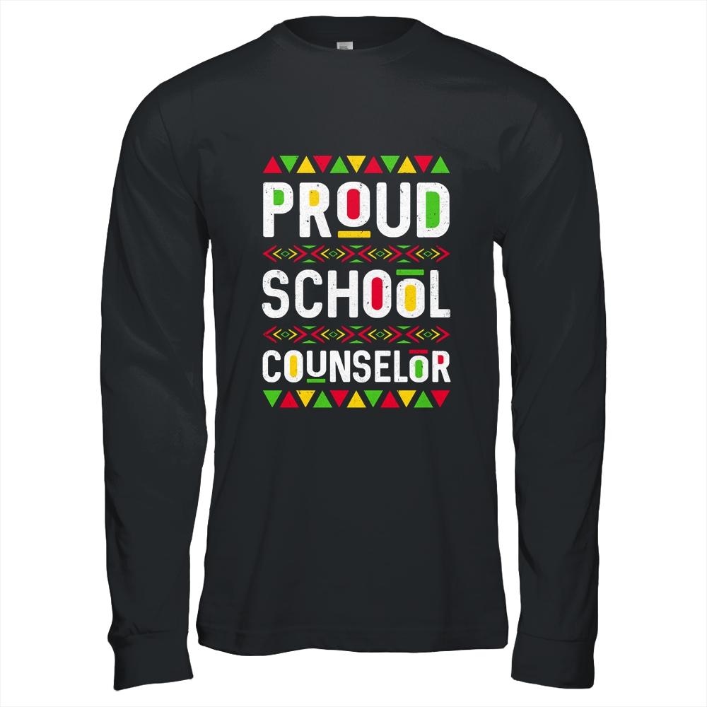 Proud School Counselor Africa Pride Black History Month-T-Shirt & Hoodie-Long Sleeve T-Shirt-Black
