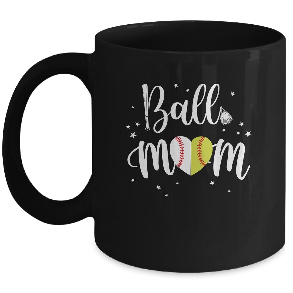 Proud Softball Baseball Mom Ball Mother Day Mug-Coffee Mug-Mug-Black