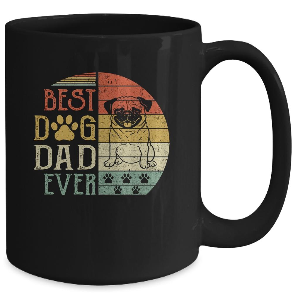 Pug Best Dog Dad Ever Vintage Father's Day Retro Mug-Coffee Mug-