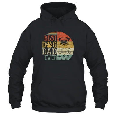 Pug Best Dog Dad Ever Vintage Father's Day Retro-T-Shirt & Hoodie-Pullover Hoodie-Black