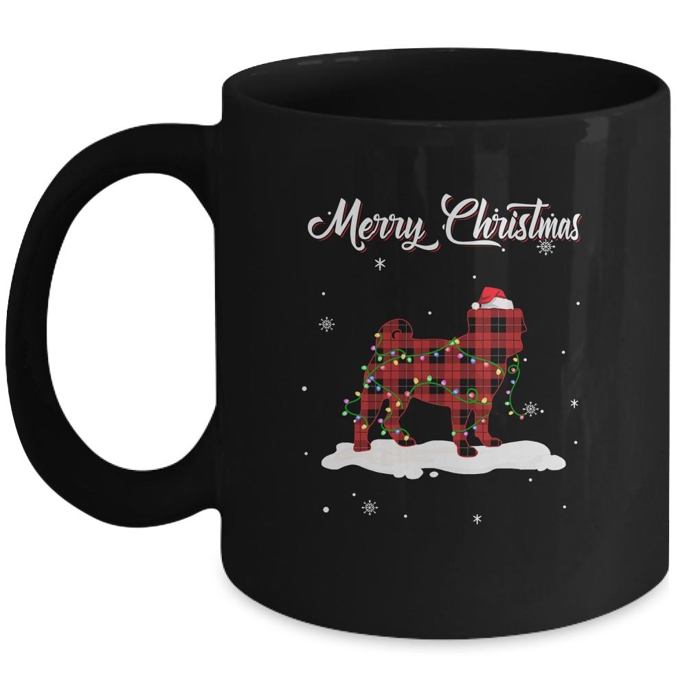 Pug Christmas Red Plaid Dog Lover Pajama Family Gift Mug