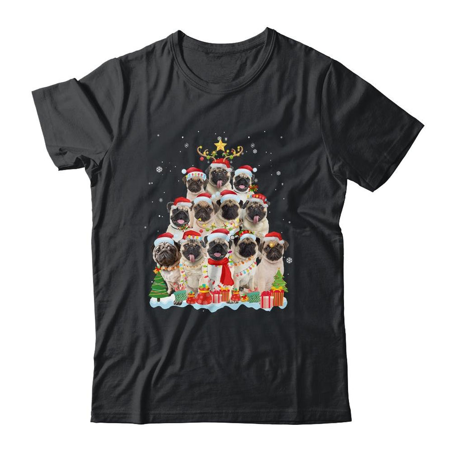 Pug Christmas Tree Pajama Xmas-T-Shirt & Sweatshirt-Classic T-Shirt-Black