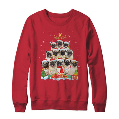 Pug Christmas Tree Pajama Xmas-T-Shirt & Sweatshirt-Crewneck Sweatshirt-Red
