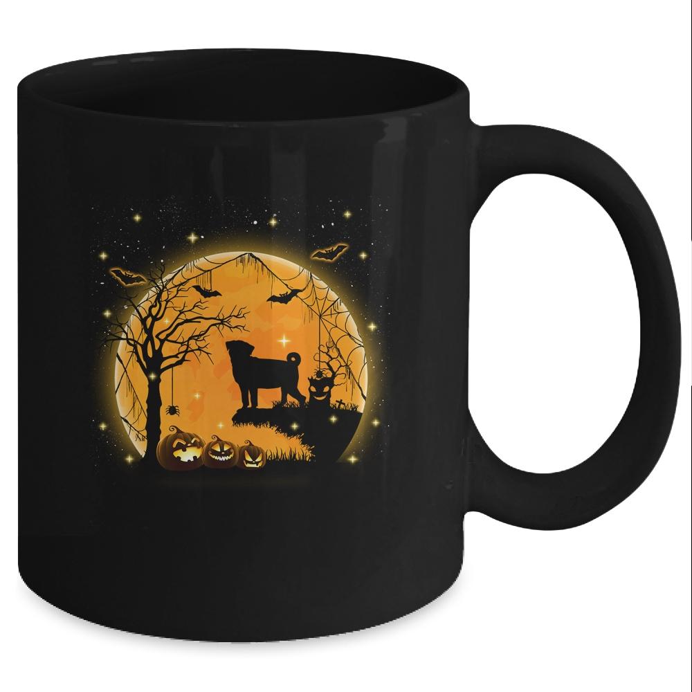 Pug Dog And Moon Funny Halloween Costume Gift Mug-Coffee Mug-Mug-Black