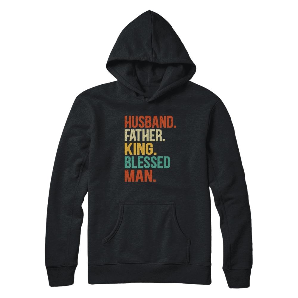 Husband Father King Blessed Man Pride Black Dad Gift-T-Shirt & Hoodie-Pullover Hoodie-Black
