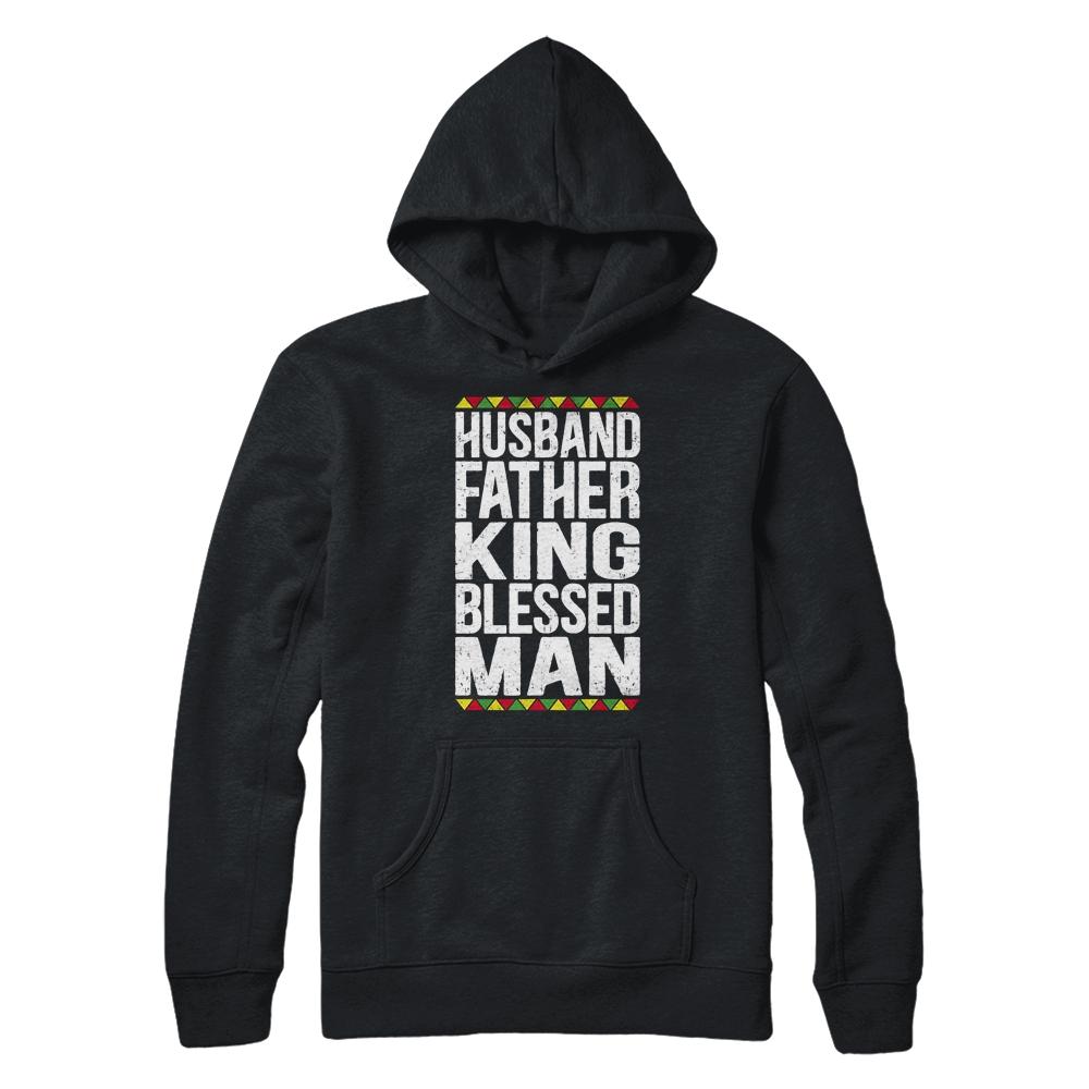 Husband Father King Blessed Man Black Pride Dad Gift-T-Shirt & Hoodie-Pullover Hoodie-Black