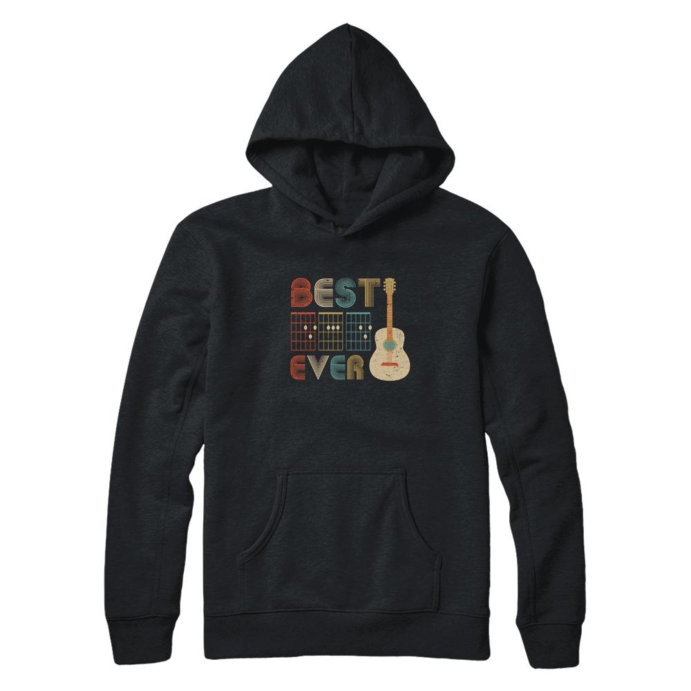 Vintage Best Dad Ever Guitar Chords Fathers Day Gifts-T-Shirt & Hoodie-Pullover Hoodie-Black