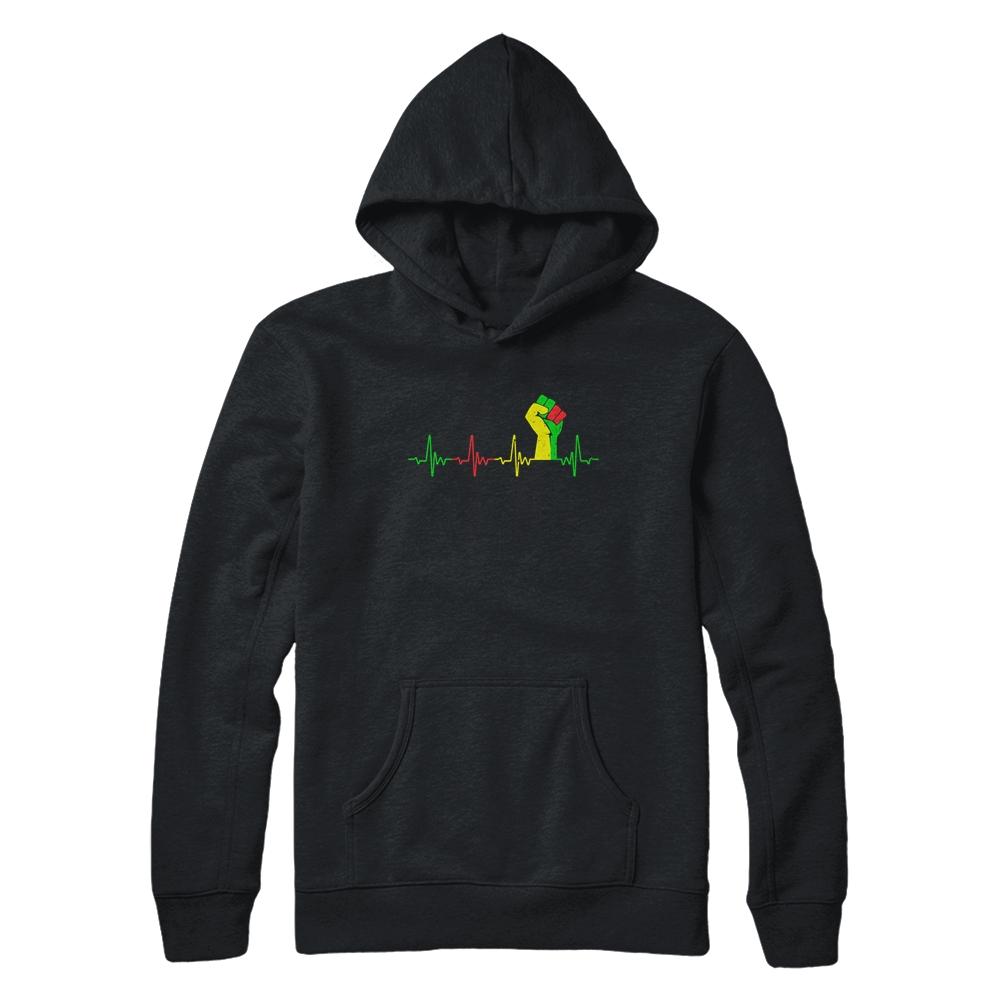 Black Pride Power Fist Heartbeat Strong Together-T-Shirt & Hoodie-Pullover Hoodie-Black