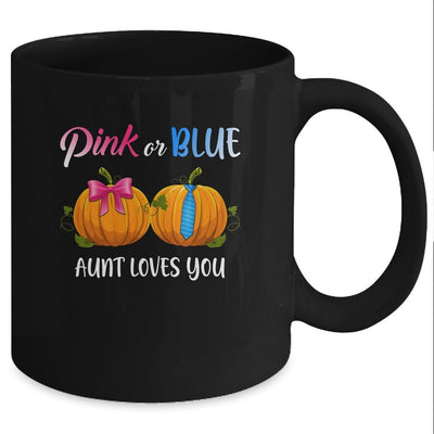 Pumpkin Gender Reveal Pink Or Blue Aunt Loves You Mug-Coffee Mug-Mug-Black