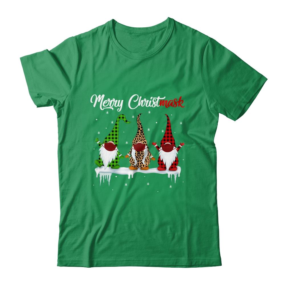 Quarantine Christmas Gnomes Wear Mask Buffalo Plaid Leopard-T-Shirt & Sweatshirt-Classic T-Shirt-Irish Green