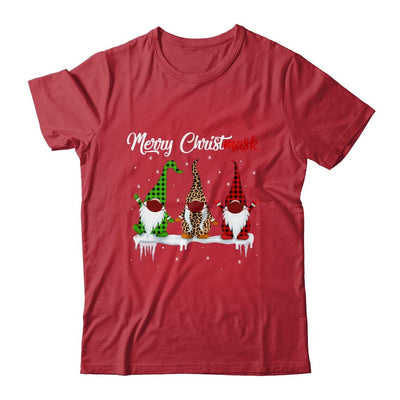 Quarantine Christmas Gnomes Wear Mask Buffalo Plaid Leopard-T-Shirt & Sweatshirt-Classic T-Shirt-Red