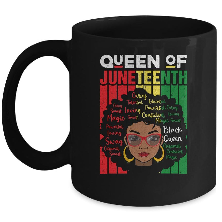 Queen Of Juneteenth Black Girl Magic Melanin Women Girls Mug-Coffee Mug-Mug-Black