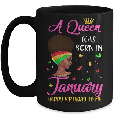 Queen Was Born In January Birthday Girl Black Women African Mug-Coffee Mug-Mug-Black