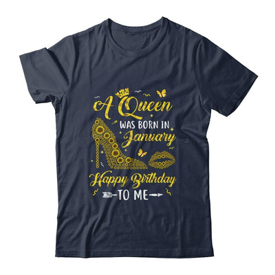 Queen Was Born In January Sunflower Women Birthday Gifts-T-Shirt & Tank Top-Classic T-Shirt-Navy
