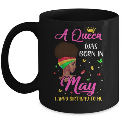 Queen Was Born In May Birthday Girl Black Women African Mug-Coffee Mug-Mug-Black