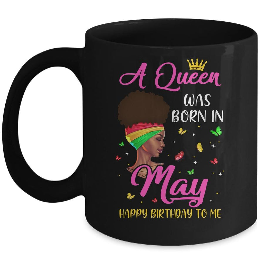 Queen Was Born In May Birthday Girl Black Women African Mug-Coffee Mug-Mug-Black