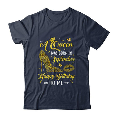 Queen Was Born In September Sunflower Women Birthday Gifts-T-Shirt & Tank Top-Classic T-Shirt-Navy