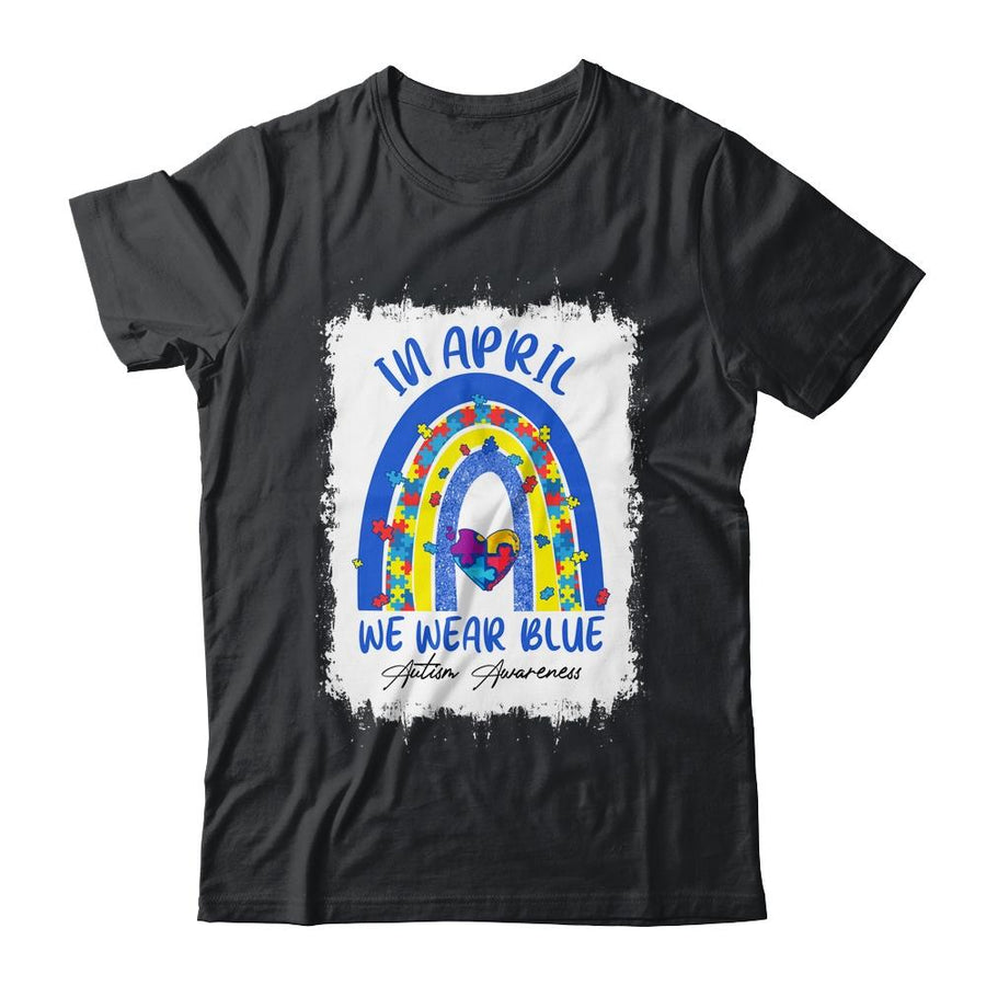 Rainbow Autism In April We Wear Blue Autism Awareness Month-T-Shirt & Hoodie-Classic T-Shirt-Black