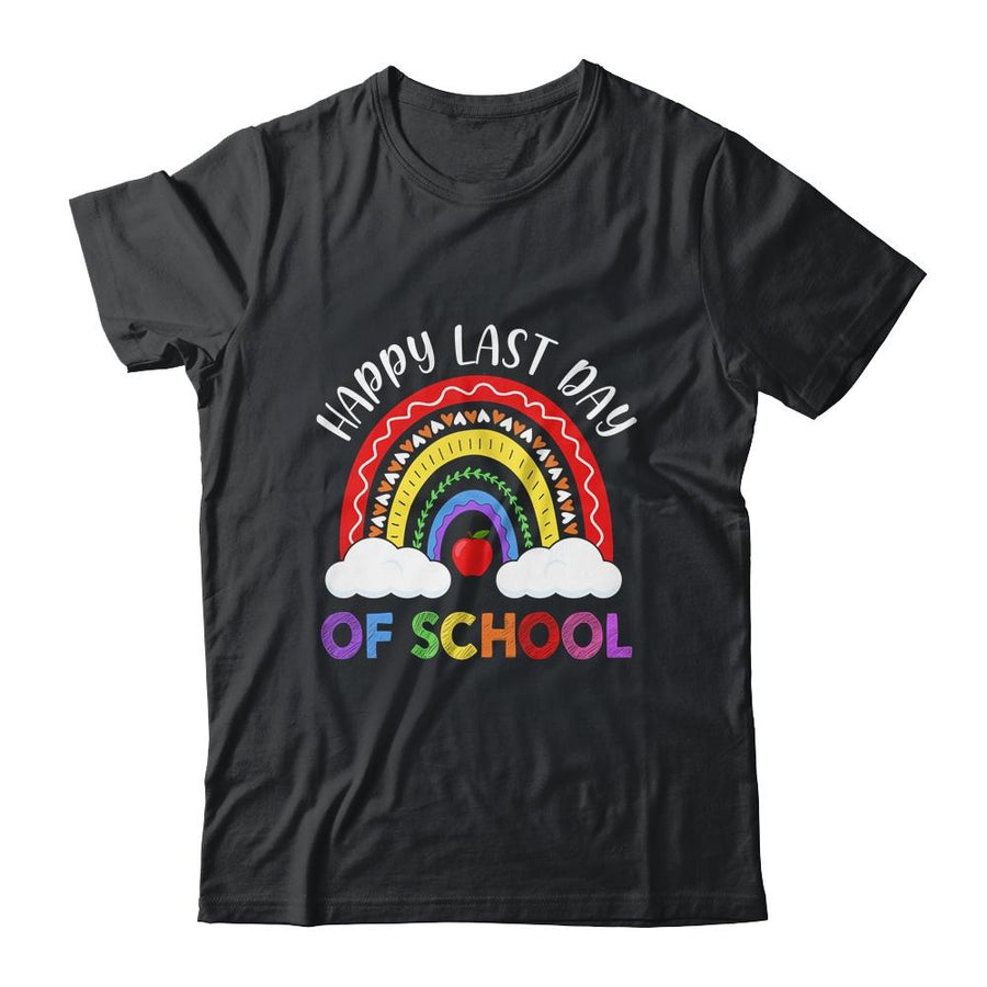 Rainbow Happy Last Day Of School Teacher Boys Girls Kids-T-Shirt & Hoodie-Classic T-Shirt-Black