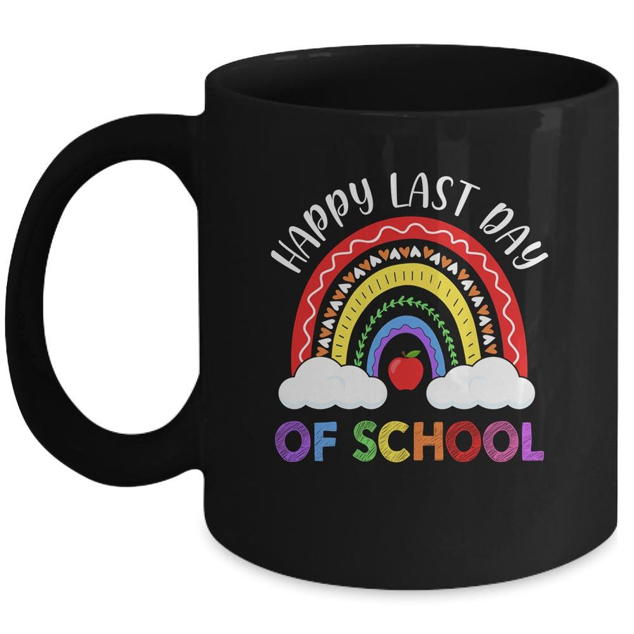 Rainbow Happy Last Day Of School Teacher Boys Girls Kids Mug-Coffee Mug-Mug-Black