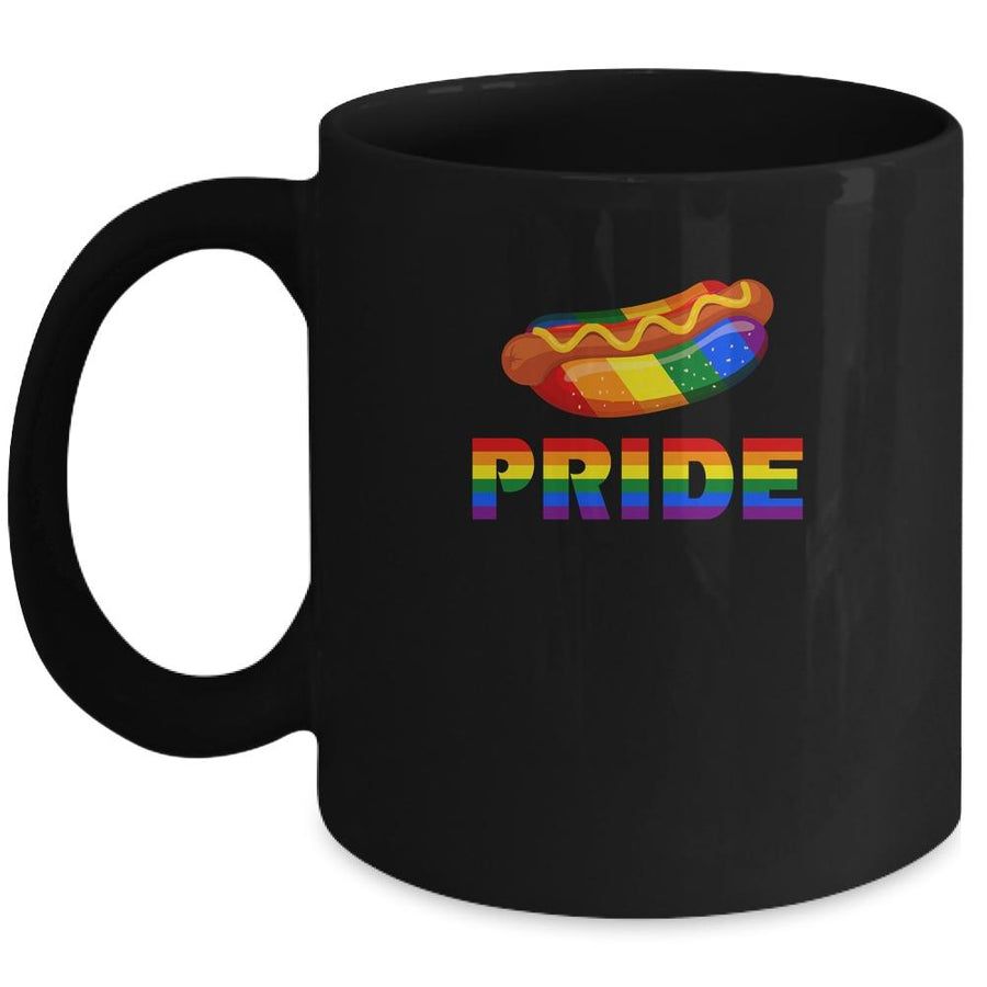 Rainbow Hotdog Fastfood LGBT Pride Gay Lesbian Colorful Love Mug-Coffee Mug-Mug-Black