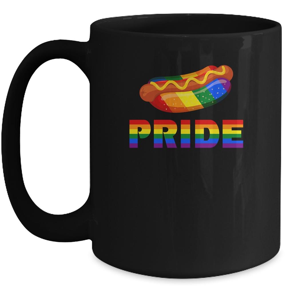 Rainbow Hotdog Fastfood LGBT Pride Gay Lesbian Colorful Love Mug-Coffee Mug-Mug-Black