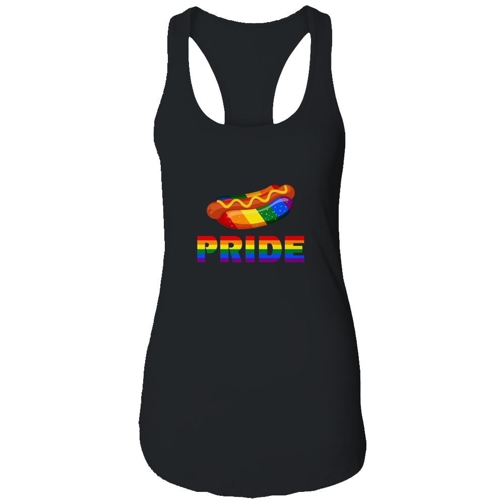 Rainbow Hotdog Fastfood LGBT Pride Gay Lesbian Colorful Love-T-Shirt & Tank Top-Women's Ideal Racerback Tank-Black