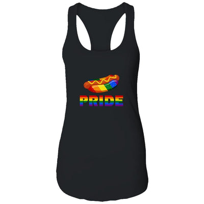 Rainbow Hotdog Fastfood LGBT Pride Gay Lesbian Colorful Love-T-Shirt & Tank Top-Women's Ideal Racerback Tank-Black